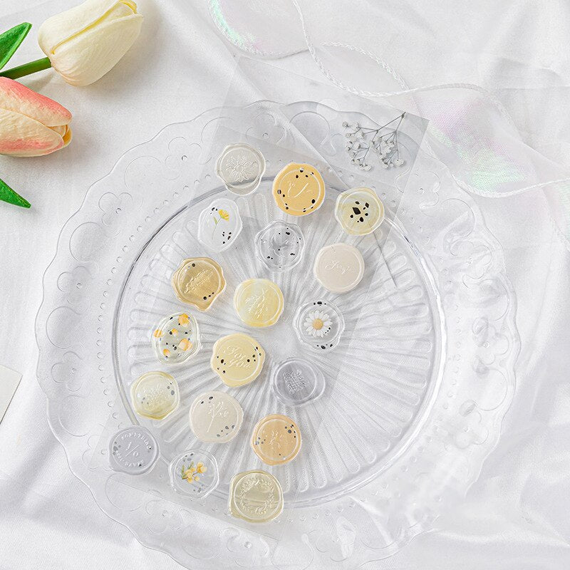 Pastel Bloom Wax Seal Stickers - 18 Pcs Set