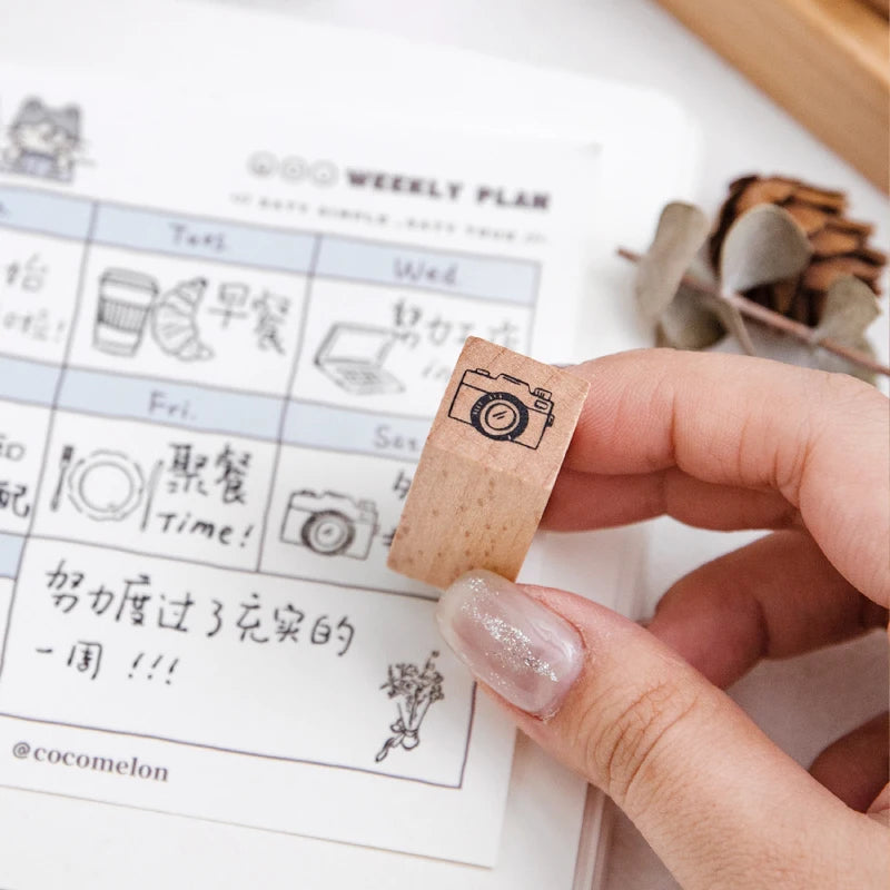Cute Coffee World Mini Wooden Stamp Set