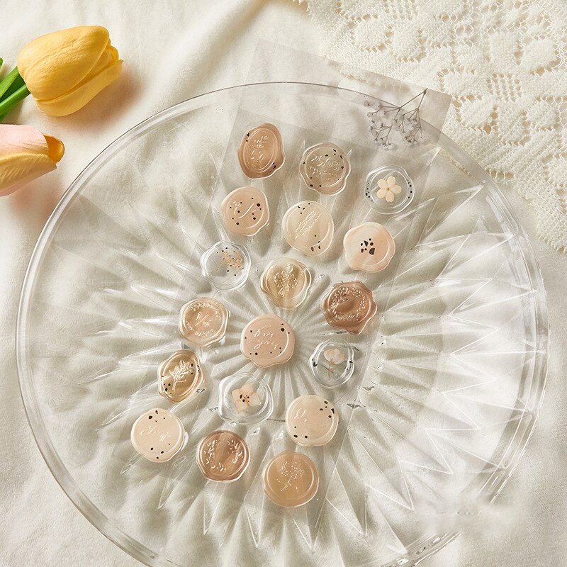 Pastel Bloom Wax Seal Stickers - 18 Pcs Set