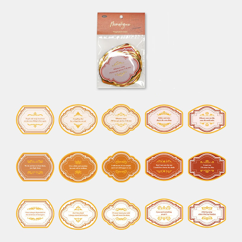 30 Pcs Adhesive Stickers with Golden Frames - B - PaperWrld