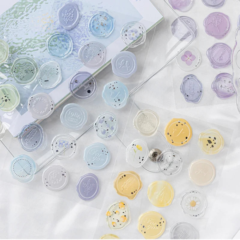 Pastel Bloom Wax Seal Stickers - 18 Pcs Set