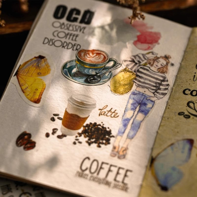 Vintage Coffee Rub-On Sticker Sheet