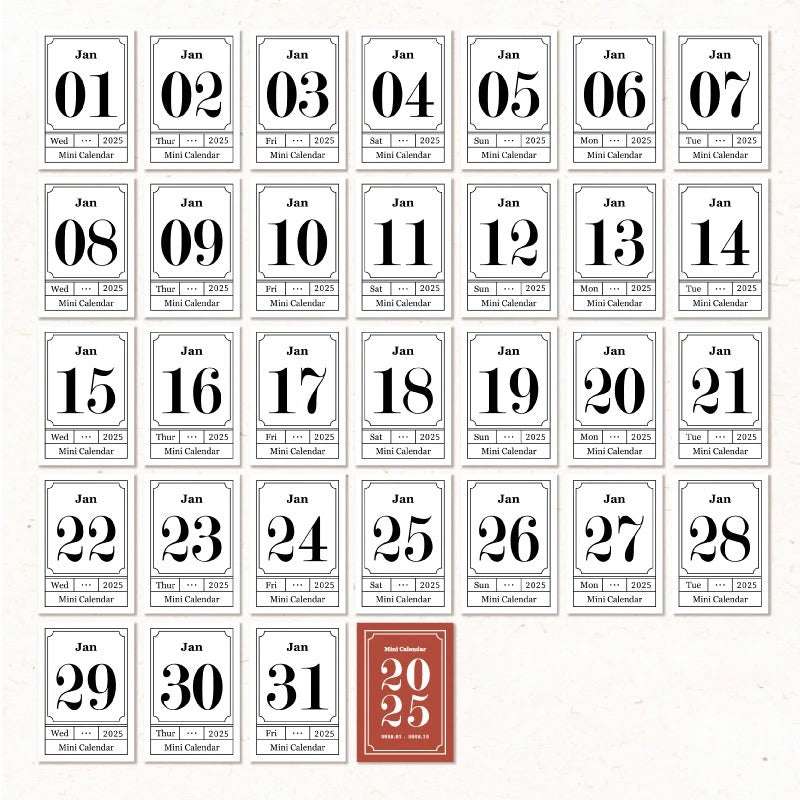 Mini calendrier minimaliste pour 2023