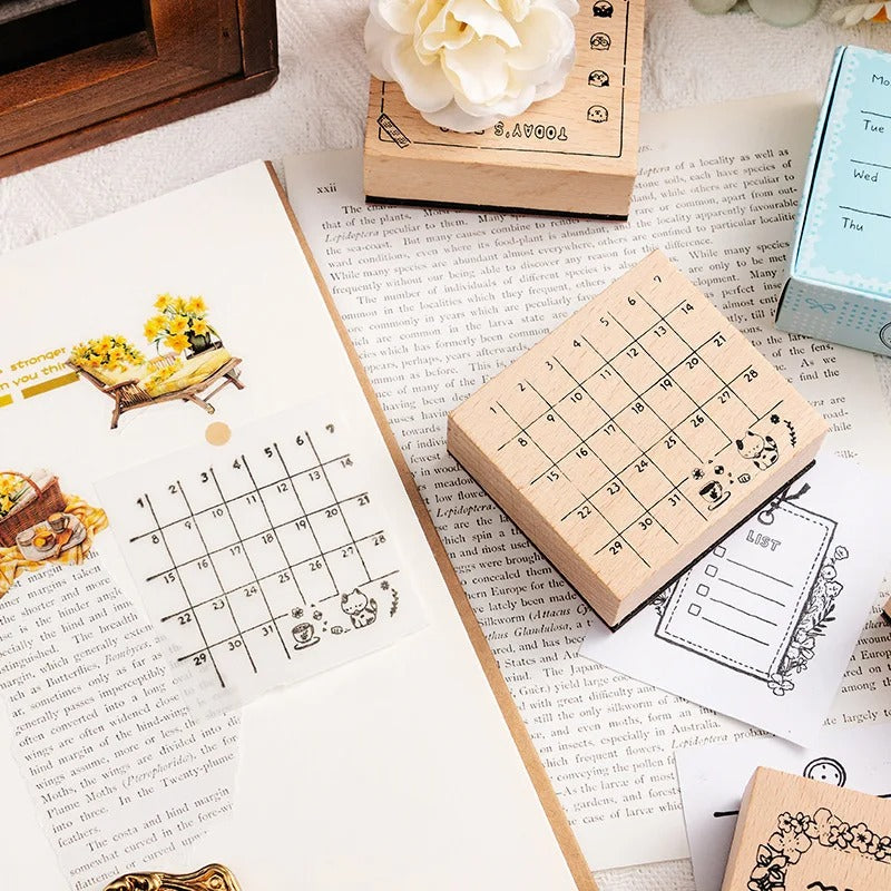 Cute Planner Wooden Rubber Stamp