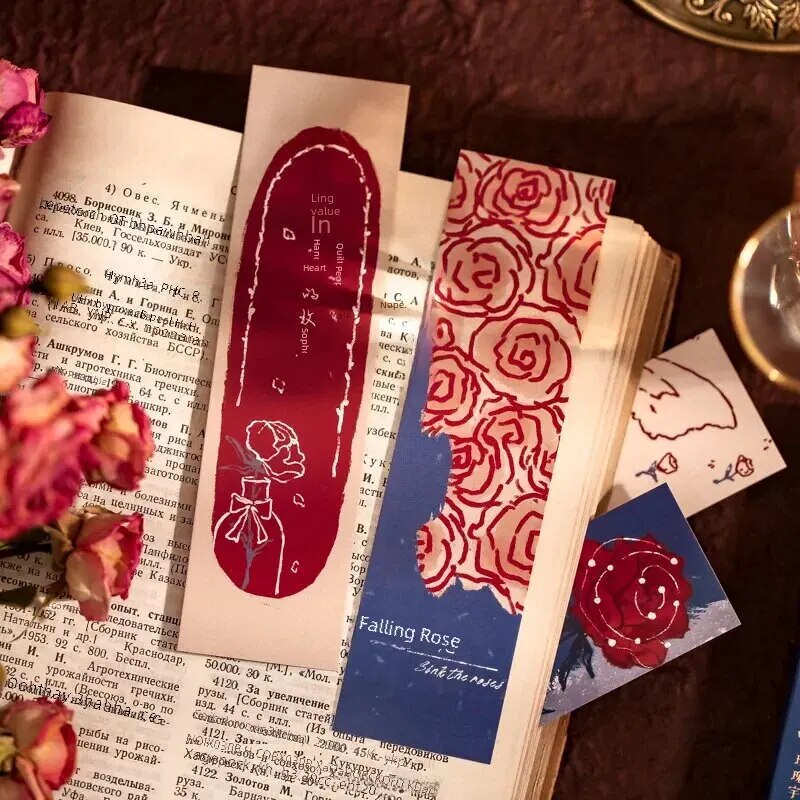 30 Rose-Themed Scrapbooking Bookmarks Pack