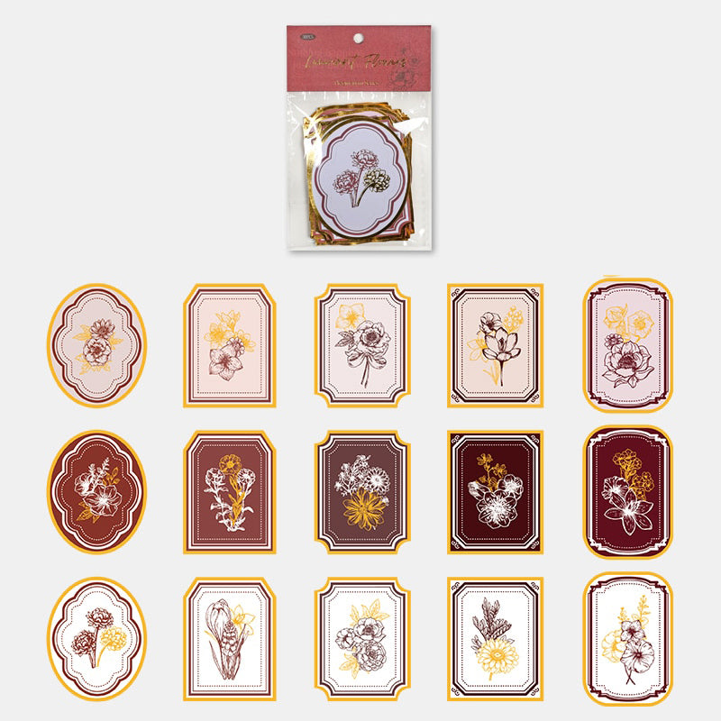 30Pcs Customizable Adhesive Stickers with Golden Frames