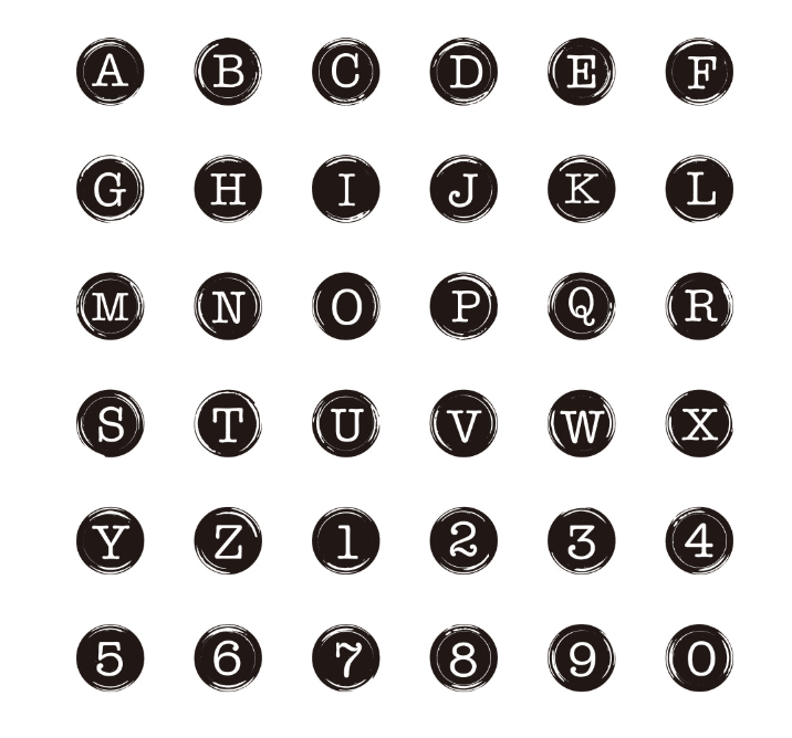 Set Of Alphabet Wooden Stamps - Black - PaperWrld