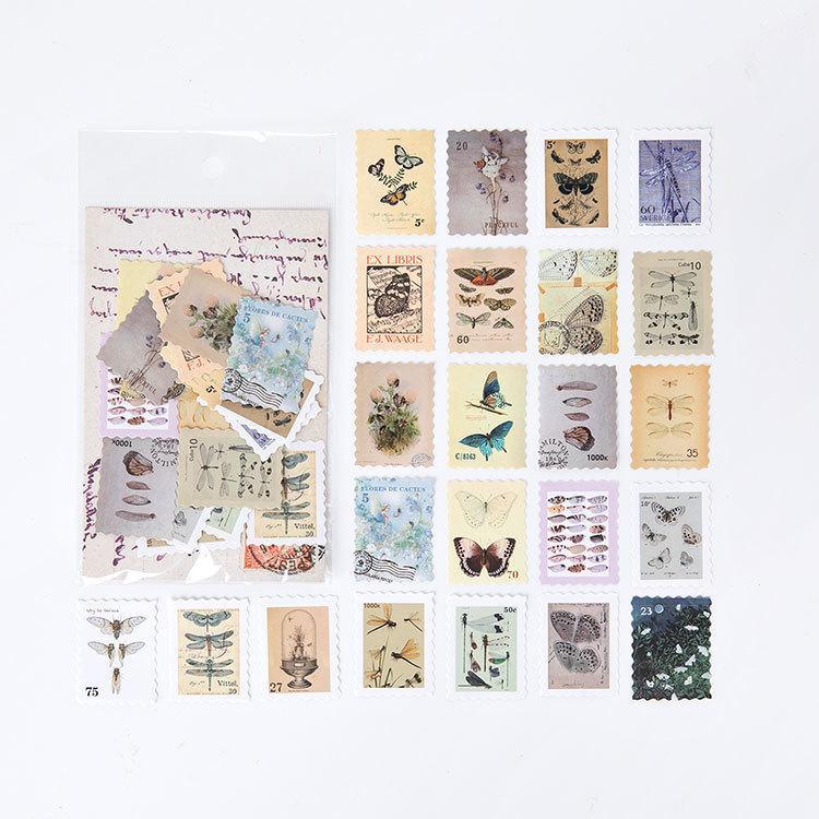 46Pcs Postage Stamp Coated Paper Stickers - Insect Book - PaperWrld