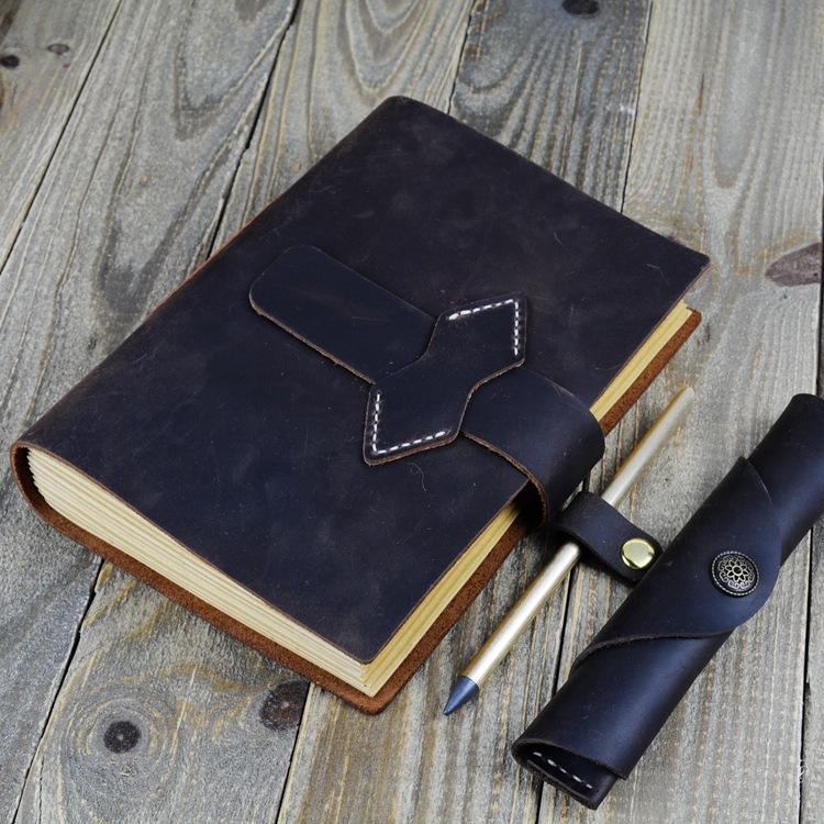 Leather Hand Made Notebook - Black - PaperWrld