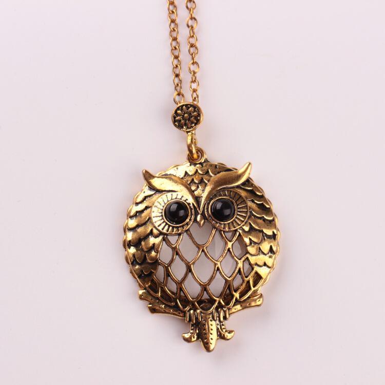 Vintage Magnifying Glass Golden Necklace - Owl - PaperWrld