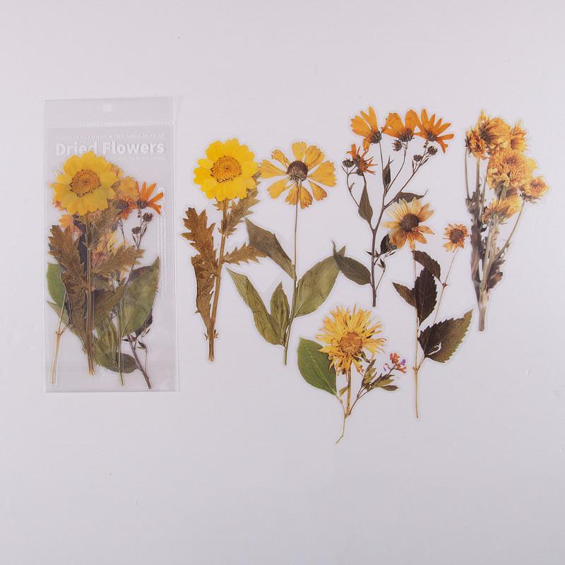 6 Pcs Floral PET Stickers - Yellow Flowers - PaperWrld