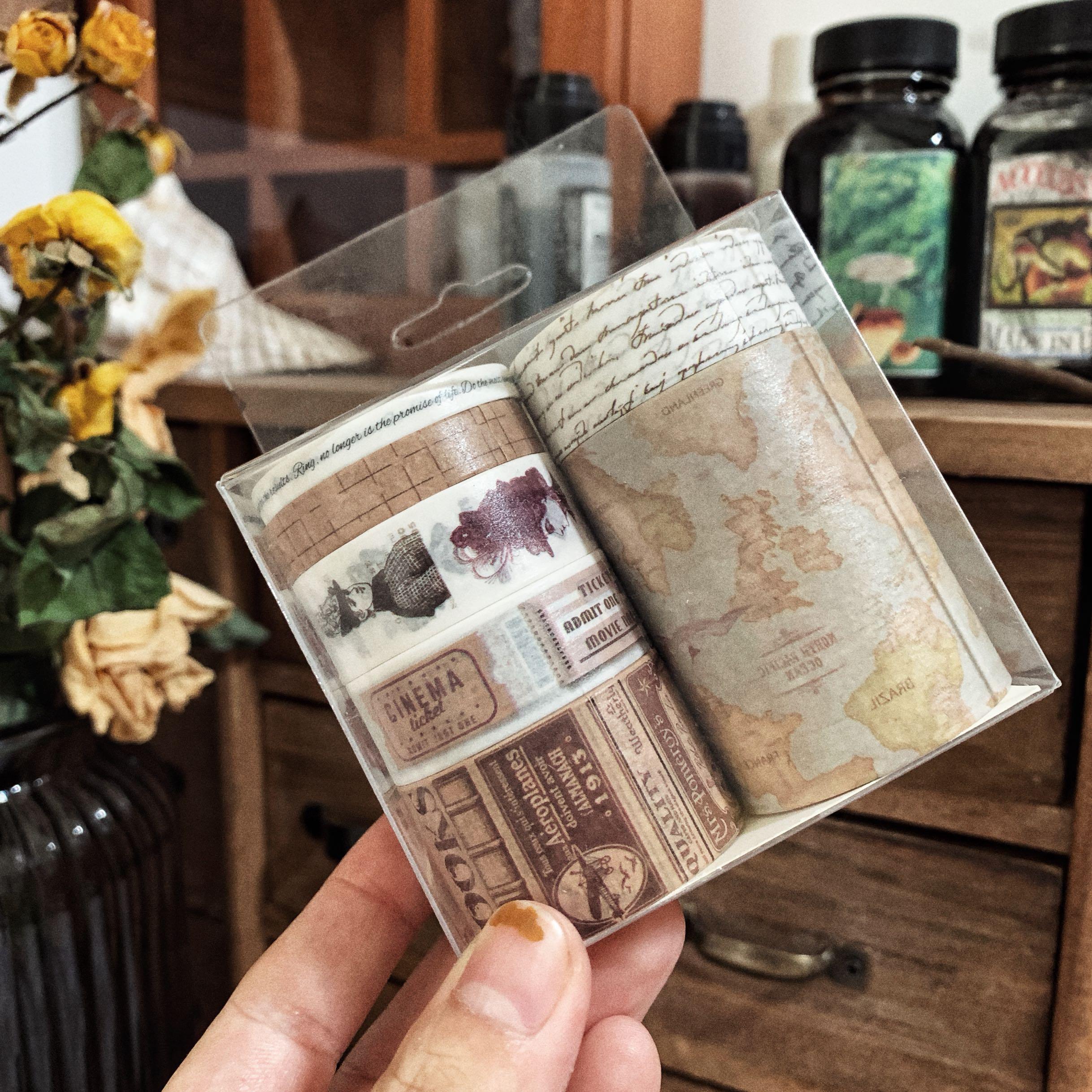 7 Pcs Travel & Old Days Washi Tape Set for Journaling &amp; Scrapbooking - PaperWrld