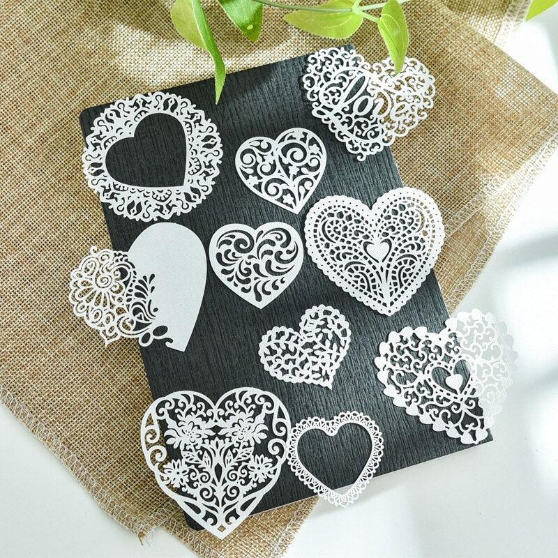 Hearts Of Carved Paper - 10 Hearts - PaperWrld