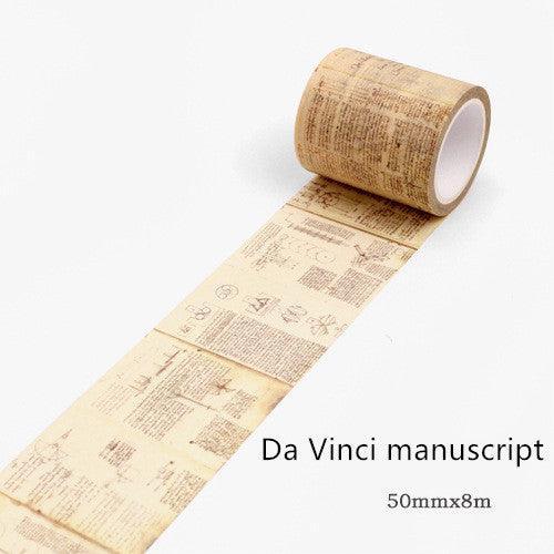 Vintage Washi Tape - Da Vinci Manuscript - PaperWrld
