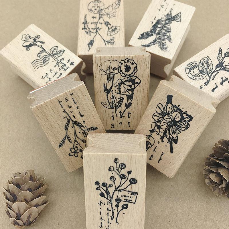 Flowers & Grass Wooden Stamps - PaperWrld