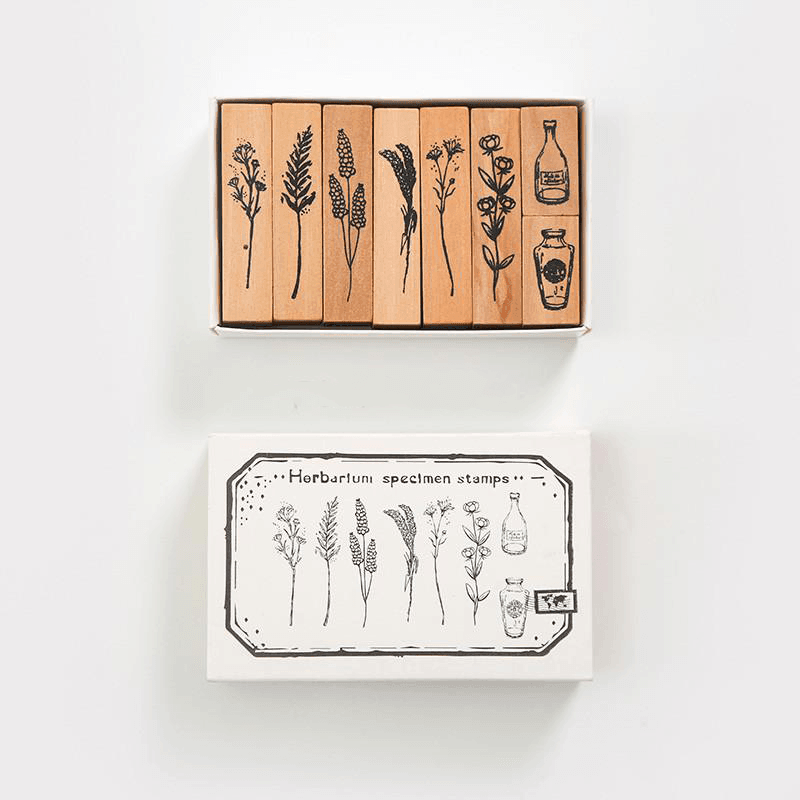 Flowers & Plants Wooden Stamps Set - 2 Style - PaperWrld