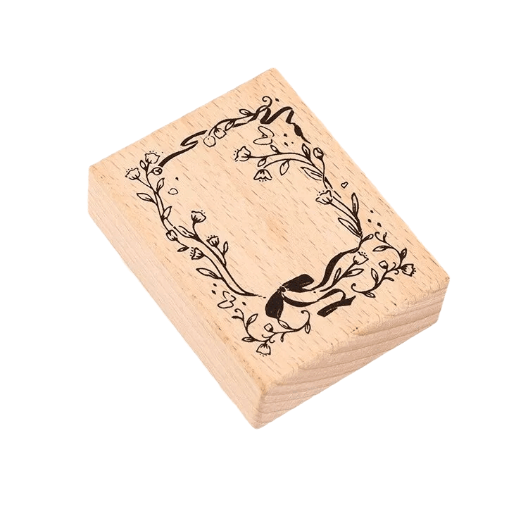 Girl Wooden Rubber Stamps - Floral Frame - PaperWrld