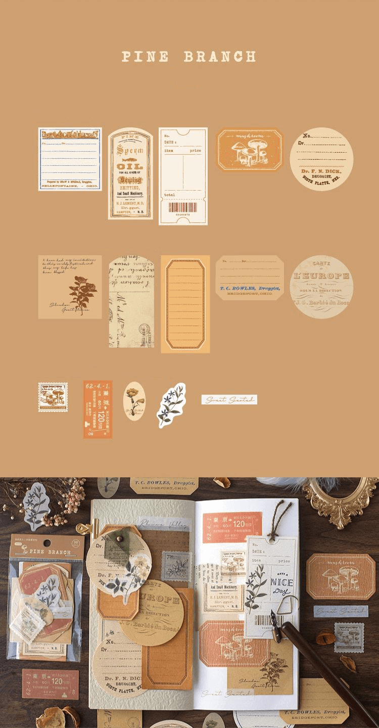 Vintage Cards Paper - Pine Branch - PaperWrld