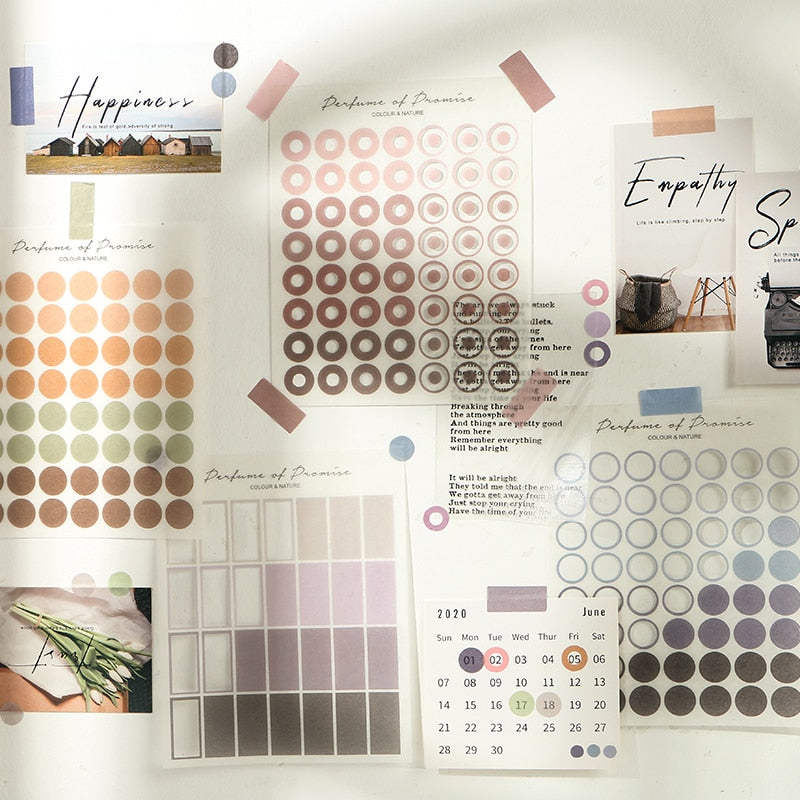 Serene Gradient Translucent Sticker Set - 3 Sheets