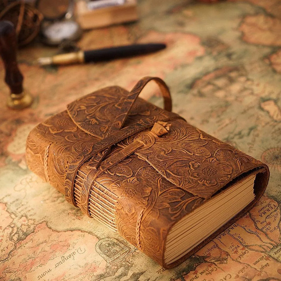 PAPERWRLD - A6 Handcrafted Leather and Kraft Paper Journals