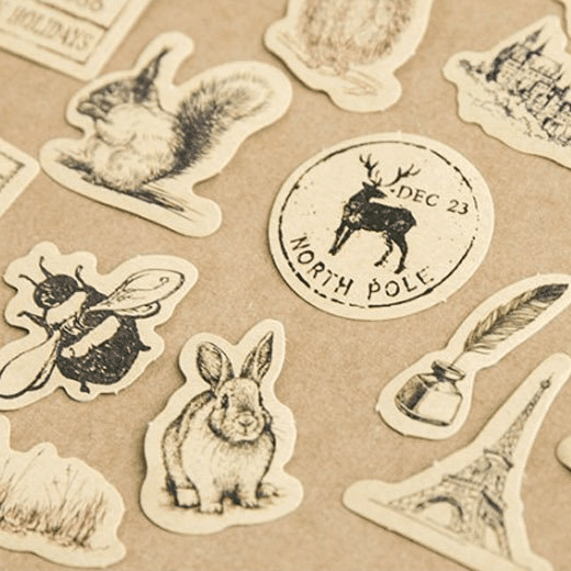 Vintage Animals Stickers for Journaling &amp; Scrapbooking - PaperWrld