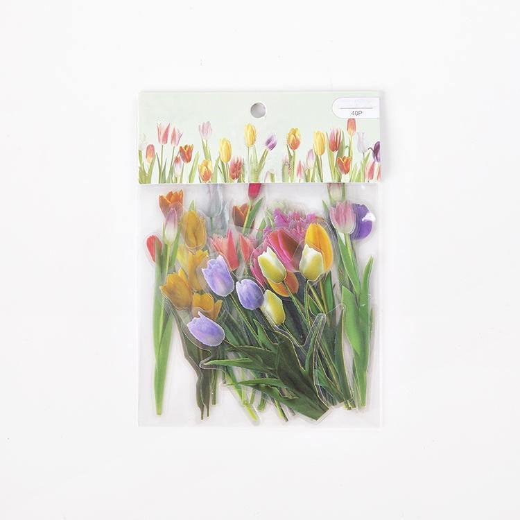 40 Pcs PET Floral Sticker Pack - Fragrance - PaperWrld