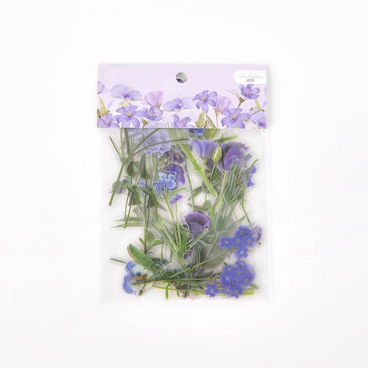 40 Pcs PET Floral Sticker Pack - Delicate Fragrance - PaperWrld