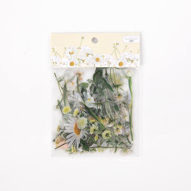 40 Pcs PET Floral Sticker Pack - Sweet - PaperWrld