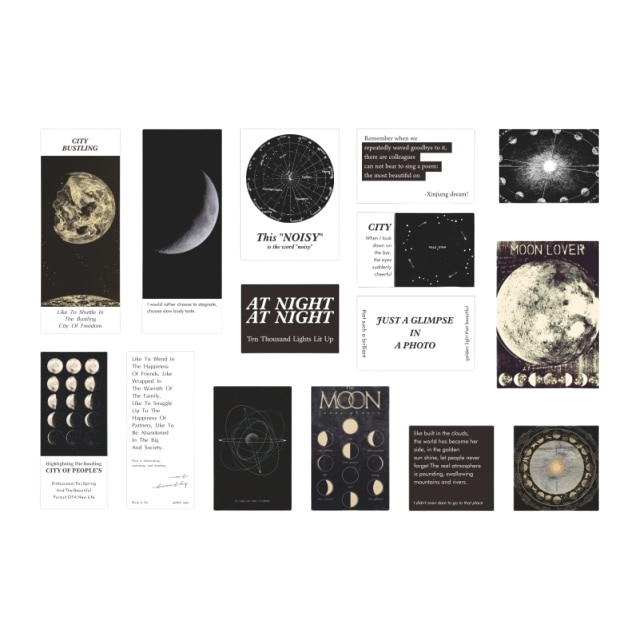 Aesthetic Globe Traveler Stickers 45pcs - Man on the Moon - PaperWrld