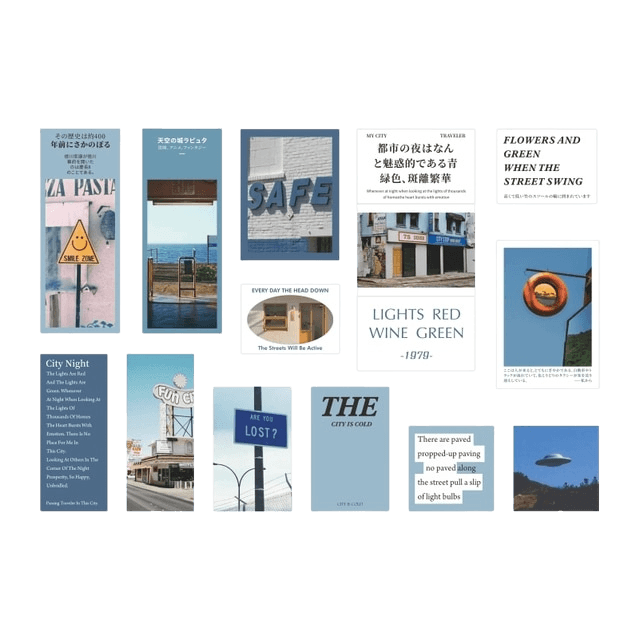 Aesthetic Globe Traveler Stickers 45pcs - Wonderers of the Blue - PaperWrld