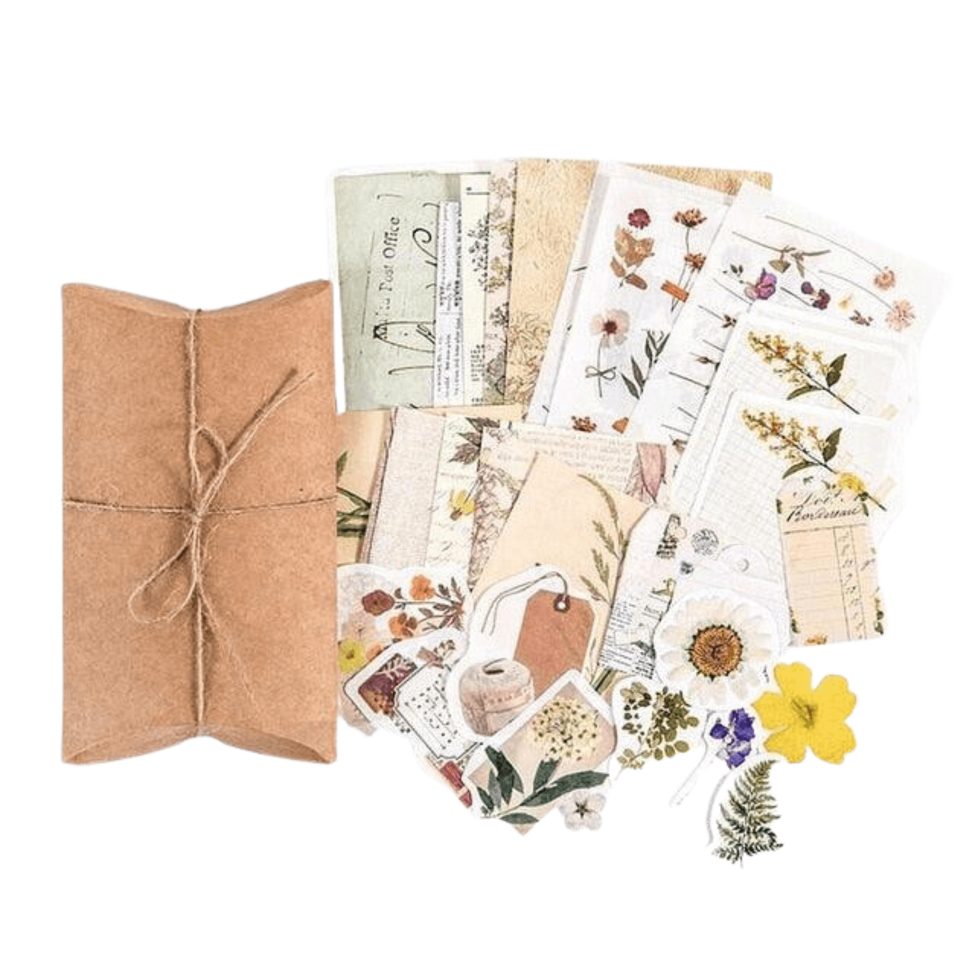 Paper & Stickers Pack Decorative Natural Collection - Flowers Pack - PaperWrld