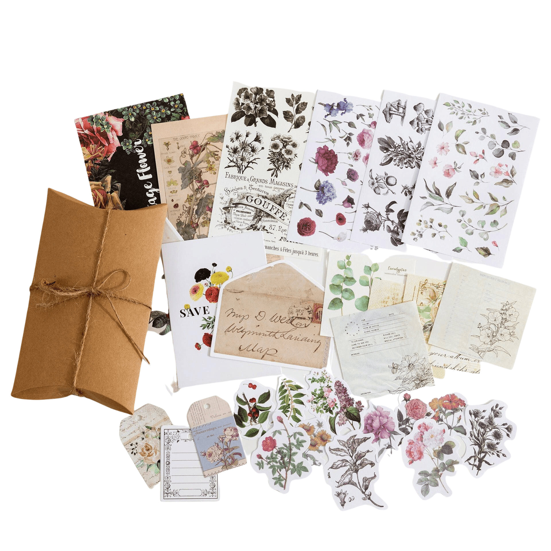 Paper & Stickers Pack Decorative Natural Collection - Floreal Pack - PaperWrld