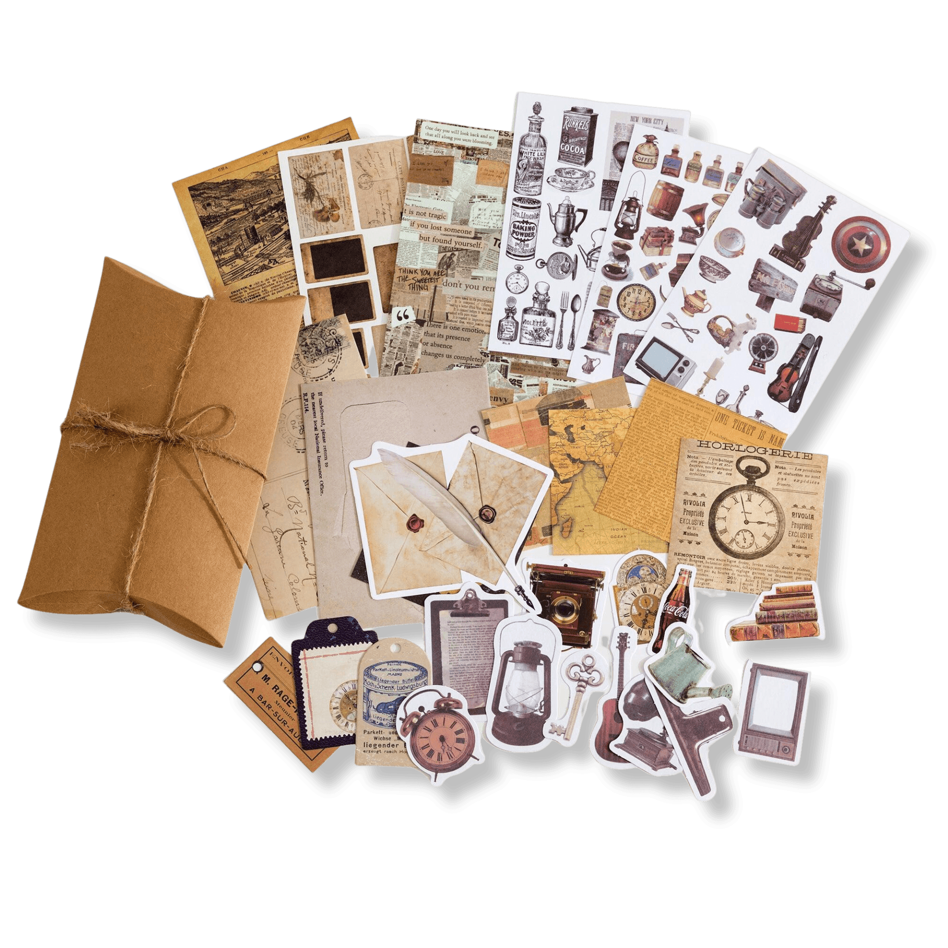 Paper & Stickers Pack Decorative Natural Collection - Vintage Items Pack - PaperWrld