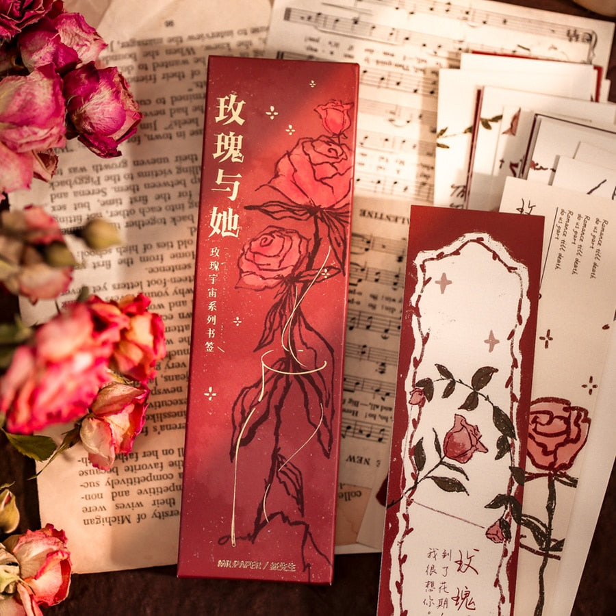 30 Rose-Themed Scrapbooking Bookmarks Pack