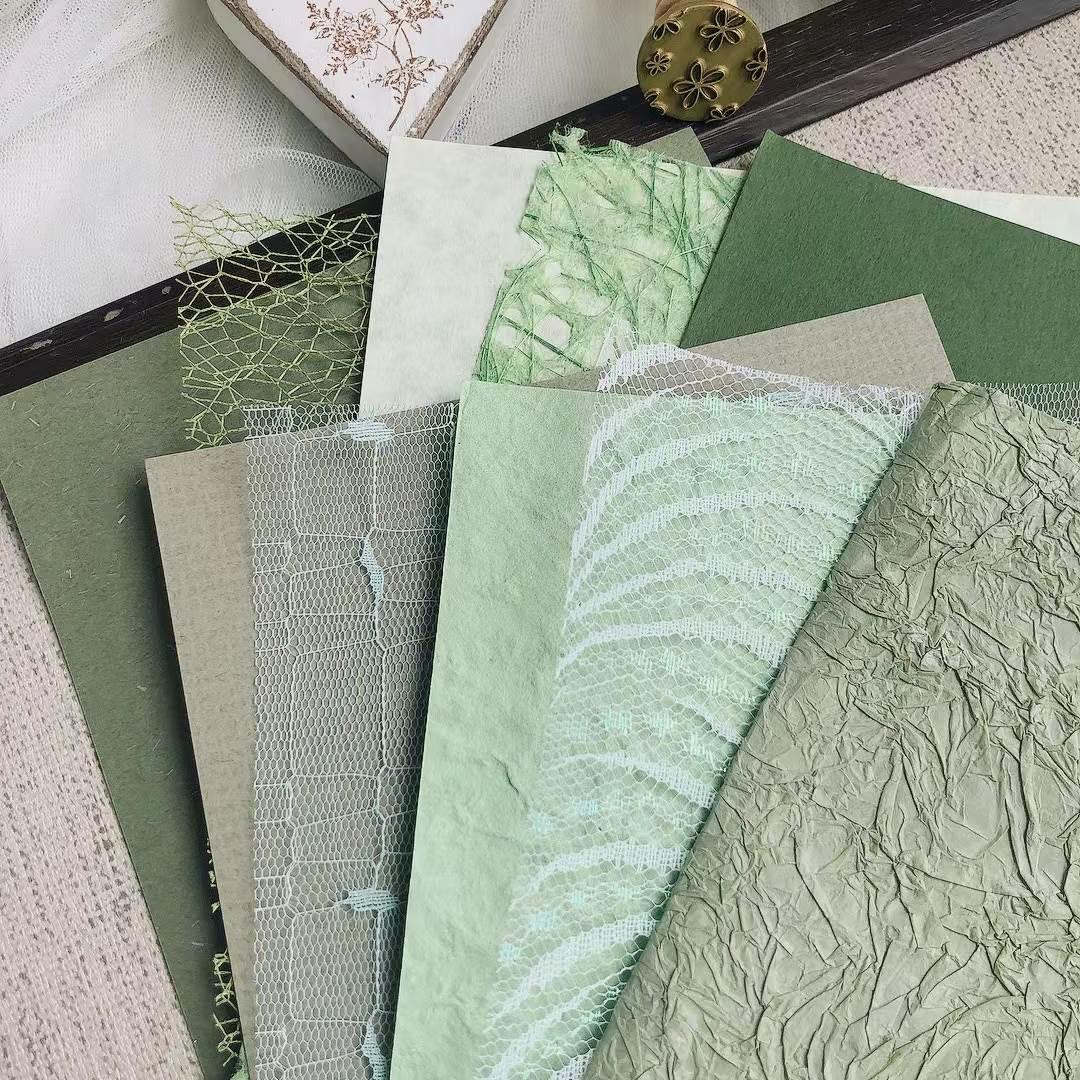 Textured Artisan Craft Paper Set - 10 Sheets - Light Green - PaperWrld