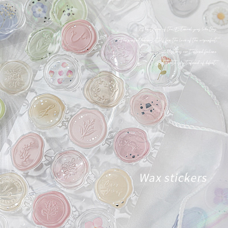 Pastel Bloom Wax Seal Stickers - 18 Pcs Set