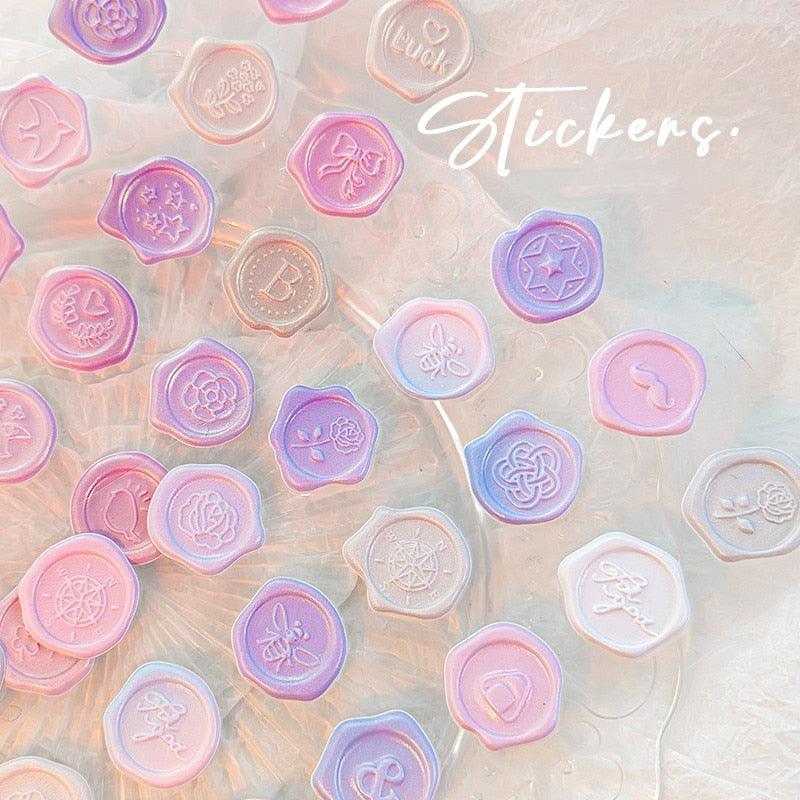 18 Pcs/Pack Adhesive Wax Seals - Vibrant Decorative Stickers for Journaling &amp; Scrapbooking - PaperWrld