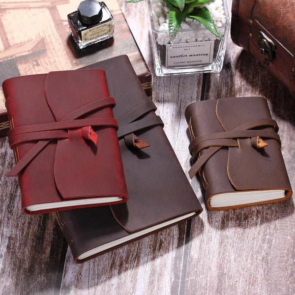 PAPERWRLD - Leather-Bound Travel Blank Pages Journal