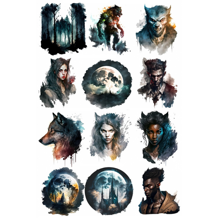 Vampire Werewolf Paper Stickers