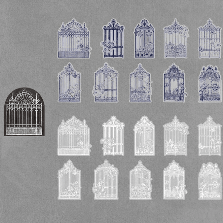 20pcs Gothic Castle Gate and Window Stickers for Journaling &amp; Scrapbooking - PaperWrld