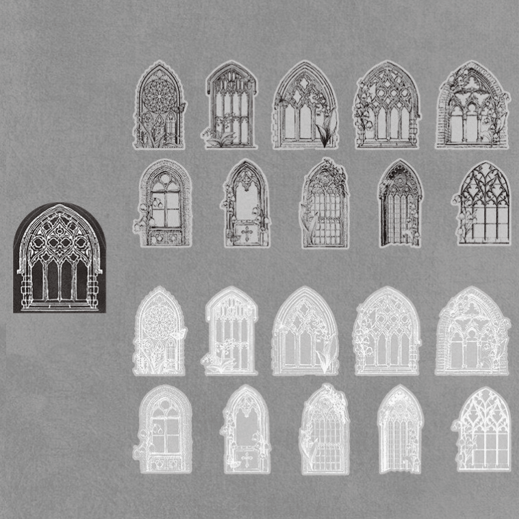 20pcs Gothic Castle Gate and Window Stickers for Journaling &amp; Scrapbooking - PaperWrld
