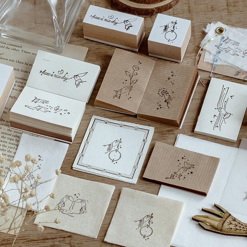 Aesthetic Hand Wood Stamp for Journaling &amp; Scrapbooking - PaperWrld