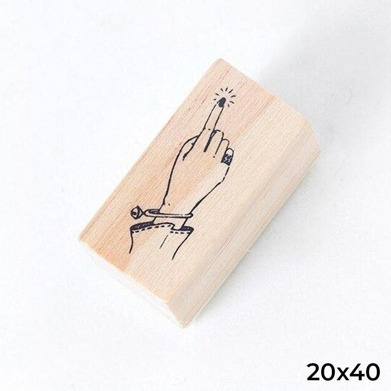 Hands Wooden Stamp - Tap Here - PaperWrld