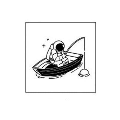 Wandering outer space wooden stamps - Fishing in Space - PaperWrld
