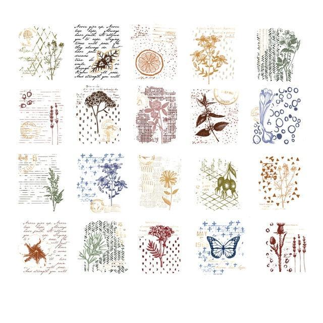Nature Inspired Vintage Stamp Stickers - Floral Stamp - PaperWrld