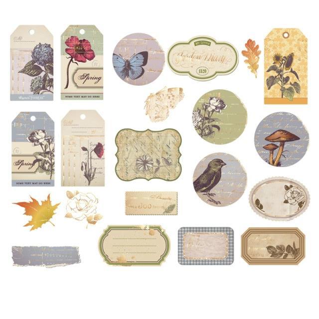 Nature Inspired Vintage Stamp Stickers - Nature Stamp - PaperWrld