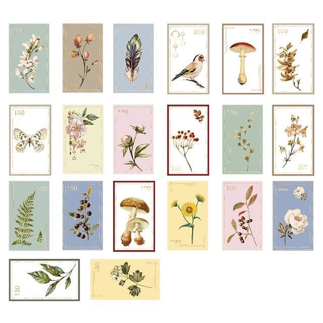 Nature Inspired Vintage Stamp Stickers - Plants Stamp - PaperWrld