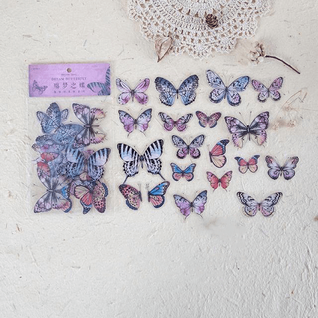 Butterfly & Dragonfly Stickers - Violet Butterflies - PaperWrld