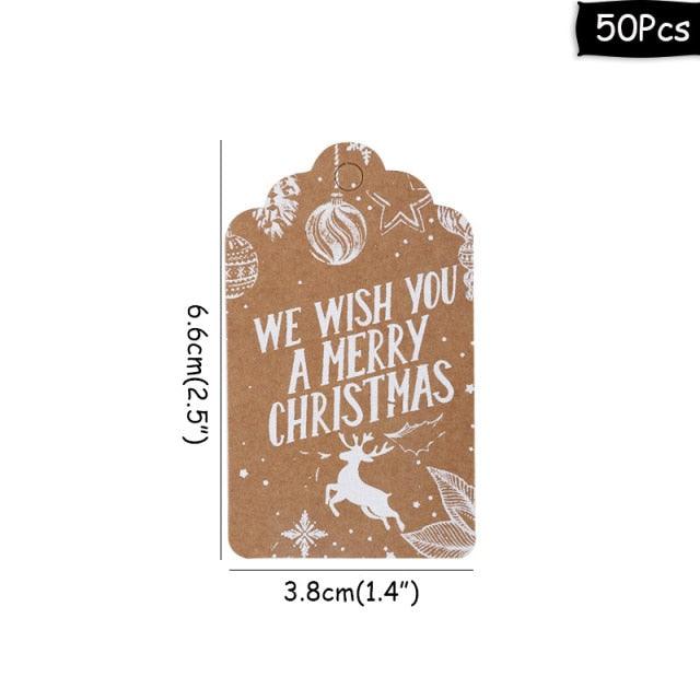 50pcs Christmas Paper Gift Tags - 50pcs tags-K - PaperWrld