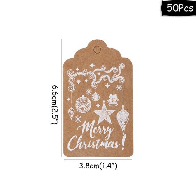 50pcs Christmas Paper Gift Tags - Merry Christmas - PaperWrld
